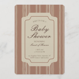 Simple Gender Neutral Geometric Stripe Brown Beige 招待状