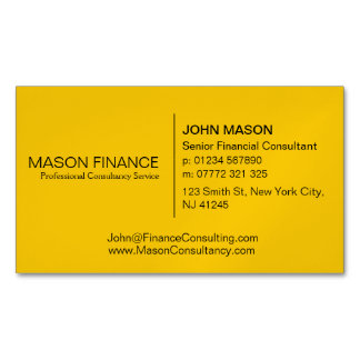 Simple Generic Yellow Business Card マグネット名刺