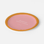 Simple Geometric Pink Orange Custom Bridal Shower ペーパープレート (アングル)