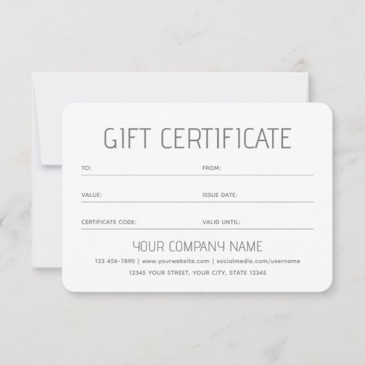 Simple Gift Certificate Custom Photo Logo Card (正面)