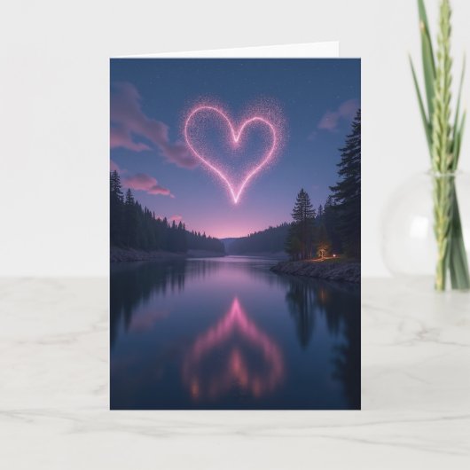 Simple Glowing Heart Reflection Card カード (正面)