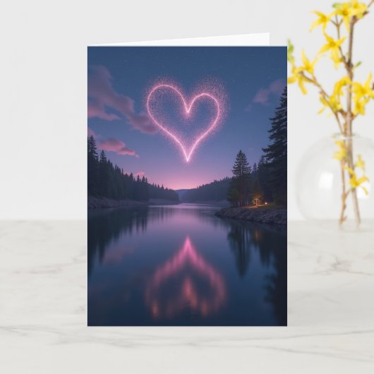 Simple Glowing Heart Reflection Card カード (黄色い花)