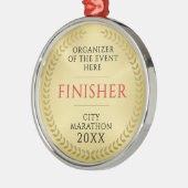 Simple Gold And Red Race Finish Recognition Medal メタルオーナメント (左)