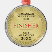 Simple Gold And Red Race Finish Recognition Medal メタルオーナメント (正面)
