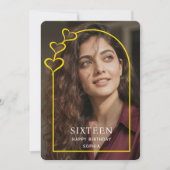 simple Gold Arch and heart sweet 16 Birthday Card シーズンカード (正面)