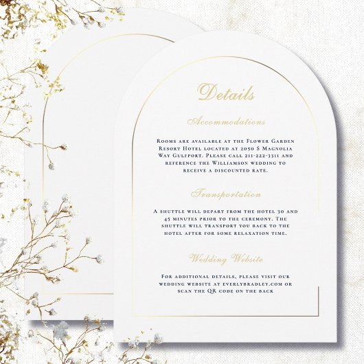 Simple Gold Arch Navy White Details Wedding 招待状