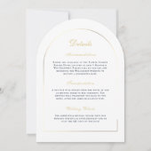 Simple Gold Arch Navy White Details Wedding 招待状 (正面)