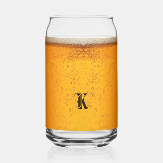 Simple Gold Beer Monogram Christmas party ガラス缶 (正面)