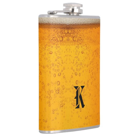 Simple Gold Beer Monogram Christmas party フラスク (右)