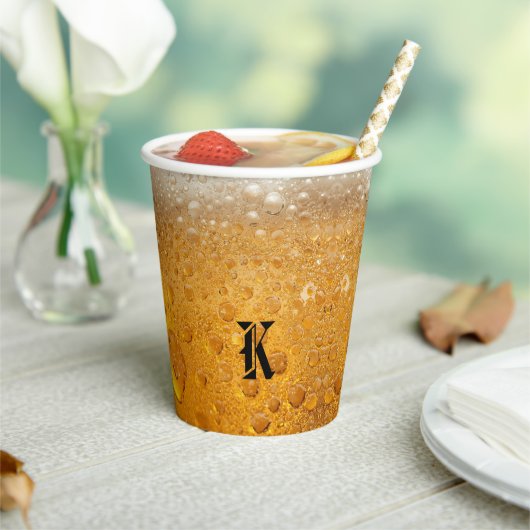 Simple Gold Beer Monogram Christmas party 紙コップ (インサイチュ)
