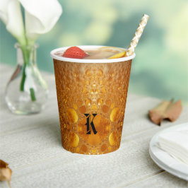 Simple Gold Beer Monogram Christmas party 紙コップ