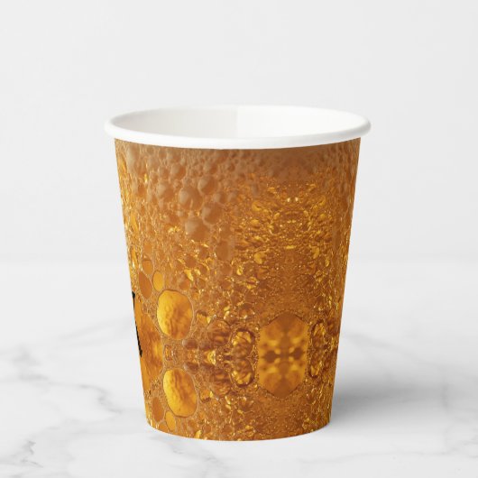 Simple Gold Beer Monogram Christmas party 紙コップ (左)