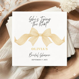 Simple Gold Bow She's Tying the Knot Bridal Shower スタンダードカクテルナプキン