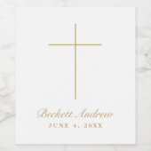 Simple Gold Cross Script Baptism ワインラベル (シングルラベル)