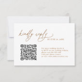 Simple Gold Floral QR code Wedding RSVP Cards (正面)