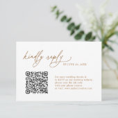 Simple Gold Floral QR code Wedding RSVP Cards (スタンド正面)