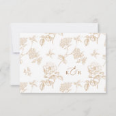 Simple Gold Floral QR code Wedding RSVP Cards (裏面)