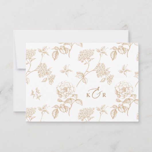 Simple Gold Floral QR code Wedding RSVP Cards (裏面)