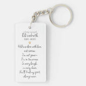 Simple Gold Heart Photo Poem Memorial キーホルダー (裏面)