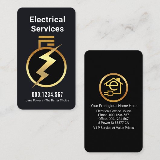 Simple Gold Light Bulb Powers Up 名刺 (正面/裏面)