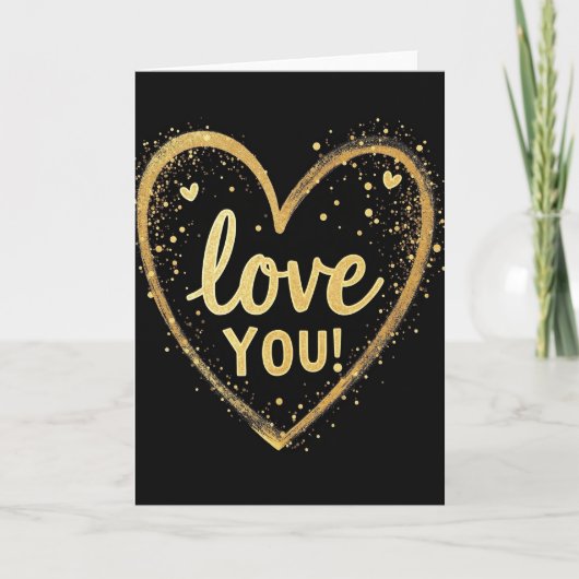 Simple Gold Love You Heart Card カード (正面)