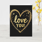 Simple Gold Love You Heart Card カード (黄色い花)