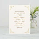 Simple Gold Minimalis Elegant Chic QR Code Wedding 招待状 (スタンド正面)