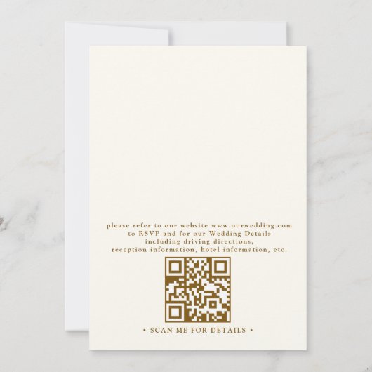 Simple Gold Minimalis Elegant Chic QR Code Wedding 招待状 (裏面)