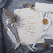 Simple Gold Minimalis Elegant Chic QR Code Wedding 招待状