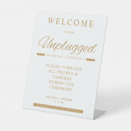 Simple Gold Minimalist Unplugged Wedding Sign 台座サイン