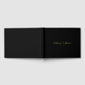 Simple Gold Script Black Wedding Guest Book ゲストブック (全面)