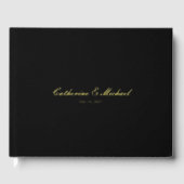 Simple Gold Script Black Wedding Guest Book ゲストブック (正面)