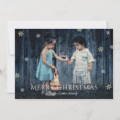 Simple Gold Snowflakes Flat Photo Christmas Card シーズンカード (正面)