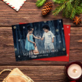 Simple Gold Snowflakes Flat Photo Christmas Card シーズンカード