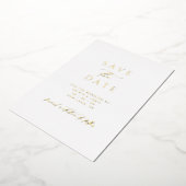 Simple Gold & White Photo Wedding Save the Date 箔招待状 (回転した状態)