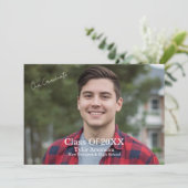 Simple Grad Party Photo Calligraphy Personalize サンキューカード (スタンド正面)