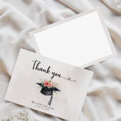 Simple Graduate Cap Flowers Modern Graduation サンキューカード