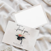 Simple Graduate Cap Flowers Modern Graduation サンキューカード