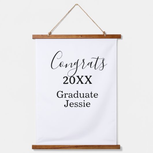 Simple graduation congratulations minimal add clas 吊り下げ型タペストリー (正面)