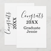 Simple graduation congratulations minimal add clas 招待状 (正面/裏面)