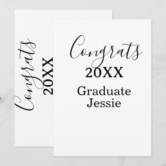 Simple graduation congratulations minimal add clas 招待状 (正面/裏面)