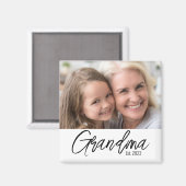 Simple Grandma Established Year Photo マグネット (正面/裏面)
