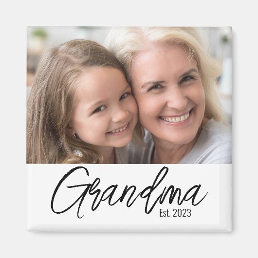 Simple Grandma Established Year Photo マグネット (正面)
