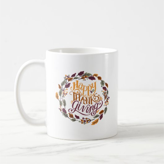 Simple Gratitude Beautiful Happy Thanksgiving Cute コーヒーマグカップ (左)