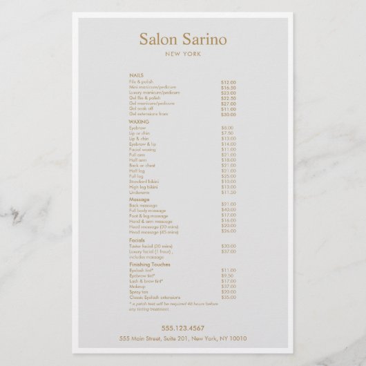 Simple Gray Beauty Salon Service Menu チラシ (正面)