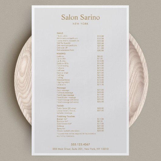 Simple Gray Beauty Salon Service Menu チラシ