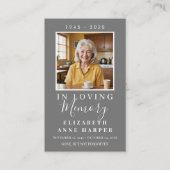 Simple Gray Cross Photo Funeral Prayer Card 名刺 (正面)