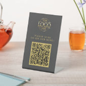 Simple Gray Custom Business Logo QR Code Menu  台座サイン (インサイチュ)