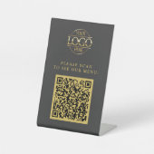 Simple Gray Custom Business Logo QR Code Menu  台座サイン (正面)