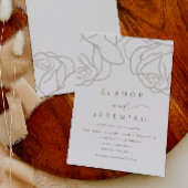 Simple Gray Floral Wedding 招待状